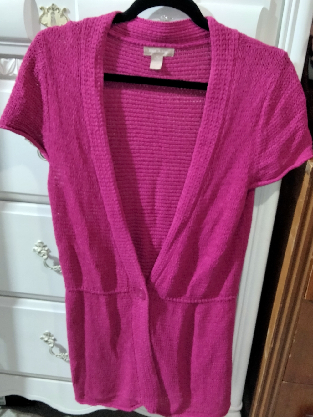 White Stag Magenta Short-Sleeve Open Cardigan